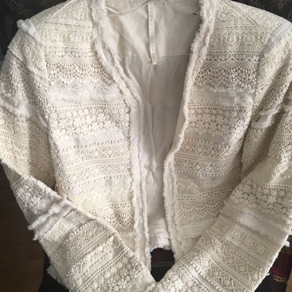 Truth & Pride cream, lace, blazer